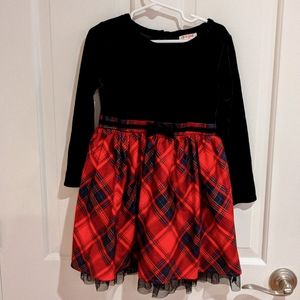 Girls Cat & Jack (Target) Black Velvet and Plaid Christmas Dress Size 4/5